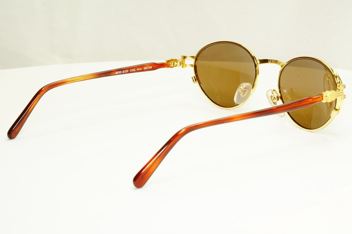 Gianni Versace 1995 Vintage Sunglasses Gold Medusa Brown MOD G23 COL 14L A