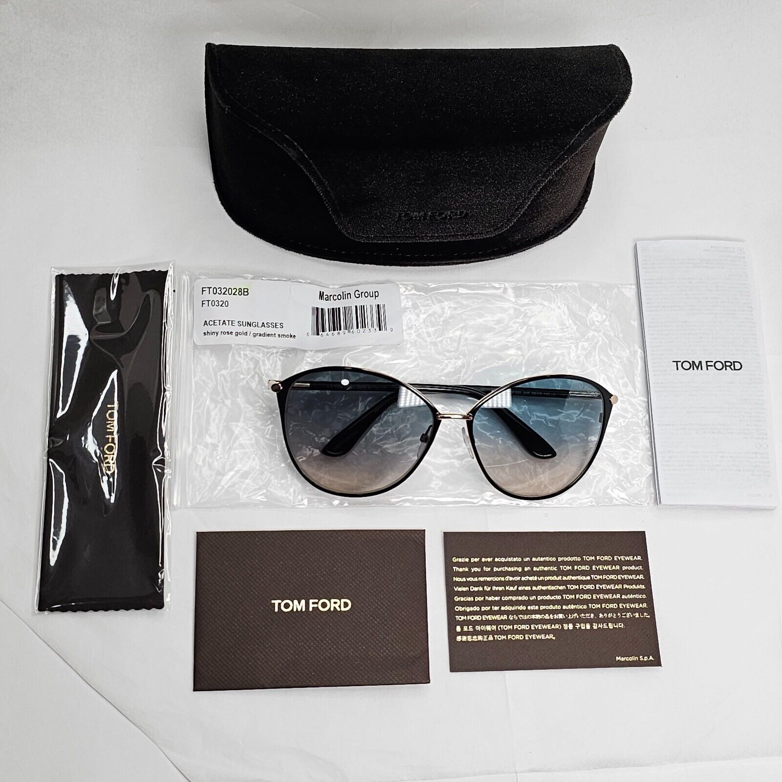 Tom Ford Sunglasses Penelope Black Gold Teal Blue Grey FT0320 TF 320 28B [A]