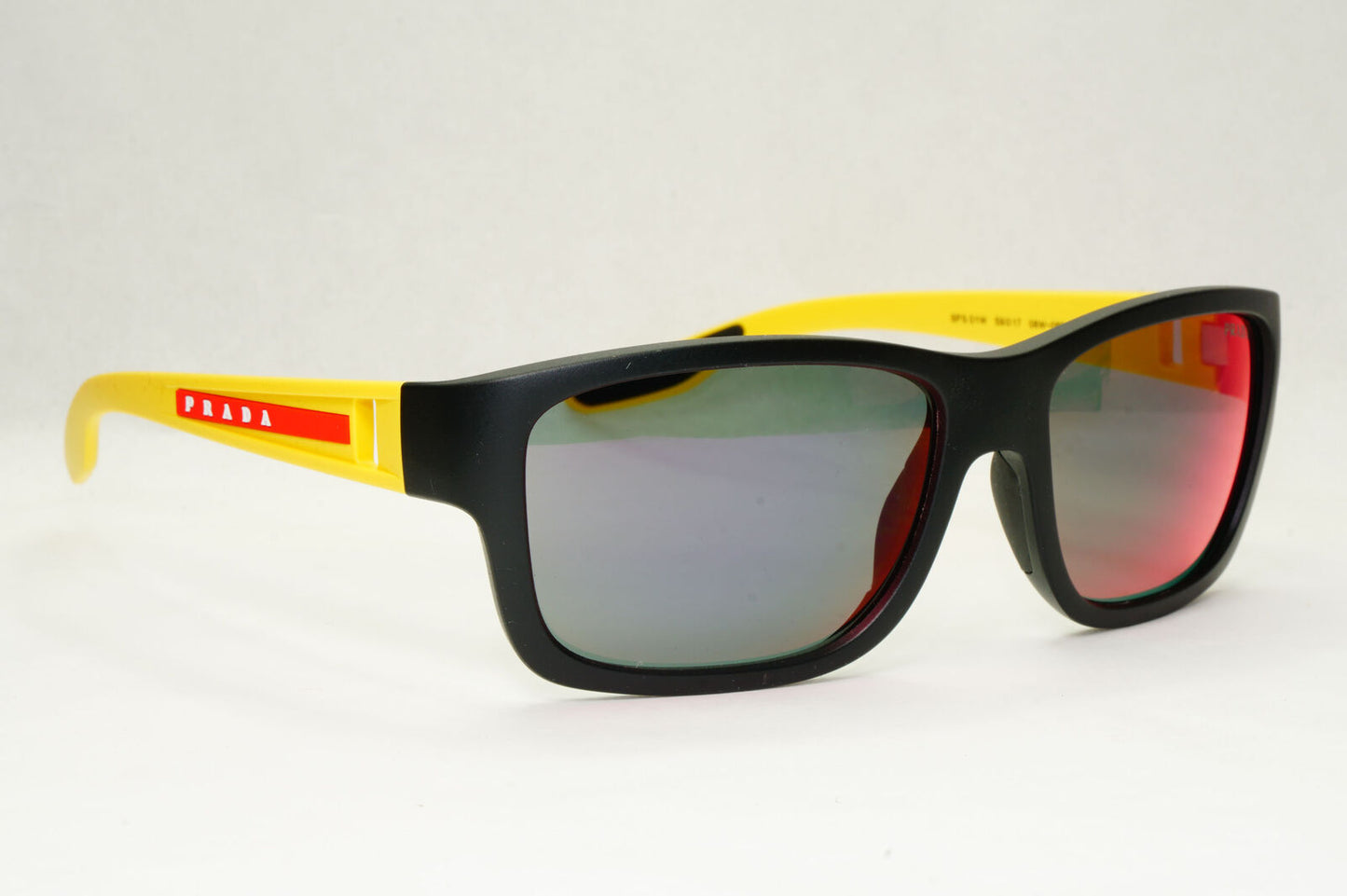 Prada Sunglasses Black Yellow Blue Red Mirror Square PS01WS SPS 01W 08W-08F 59mm