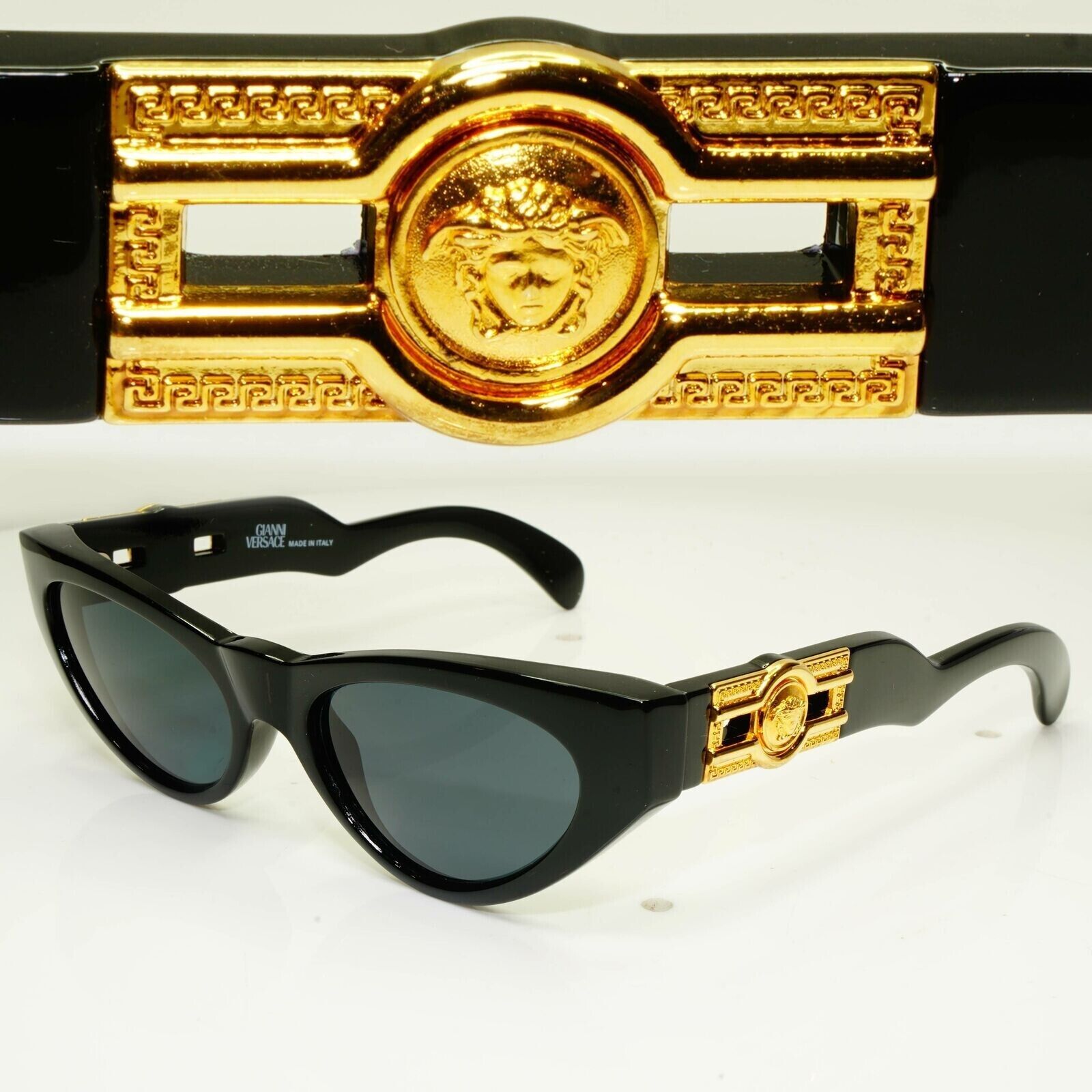 Gianni Versace Sunglasses 1996 Vintage Black Gold Medusa MOD 476/B COL 852