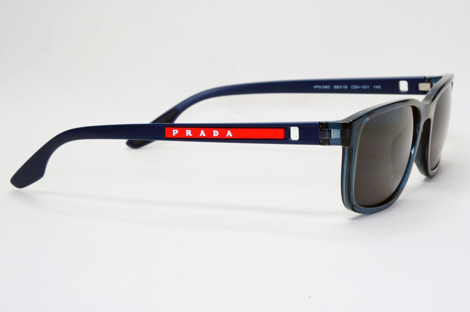 Prada Sunglasses Blue Crystal Black Square PS09OV VPS 09O CZH-1O1 55mm