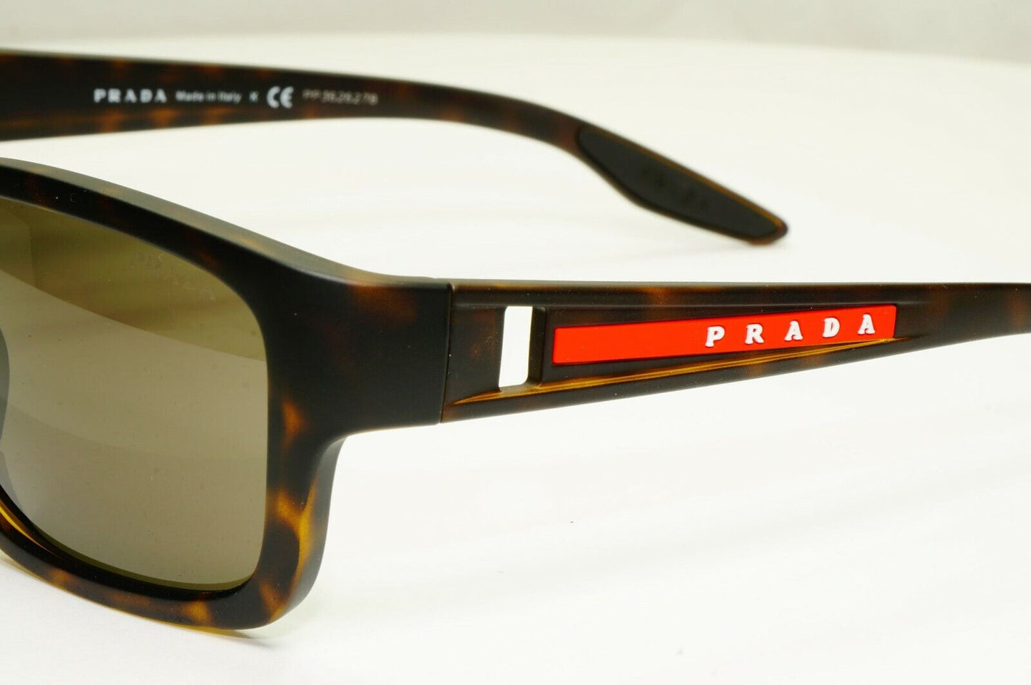 Prada Tortoiseshell Brown Sunglasses Red Stripe Mens SPS 01W 681-06H PS01WS