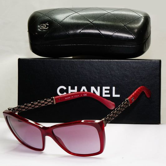 Chanel Leather Chain Sunglasses Red Burgundy Bordo 5327-Q c.1528/S1 110123