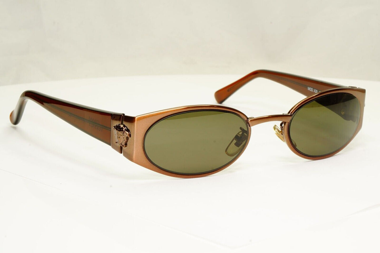 Gianni Versace 1996 Vintage Copper Brown Medusa Sunglasses MOD X30 COL 53M