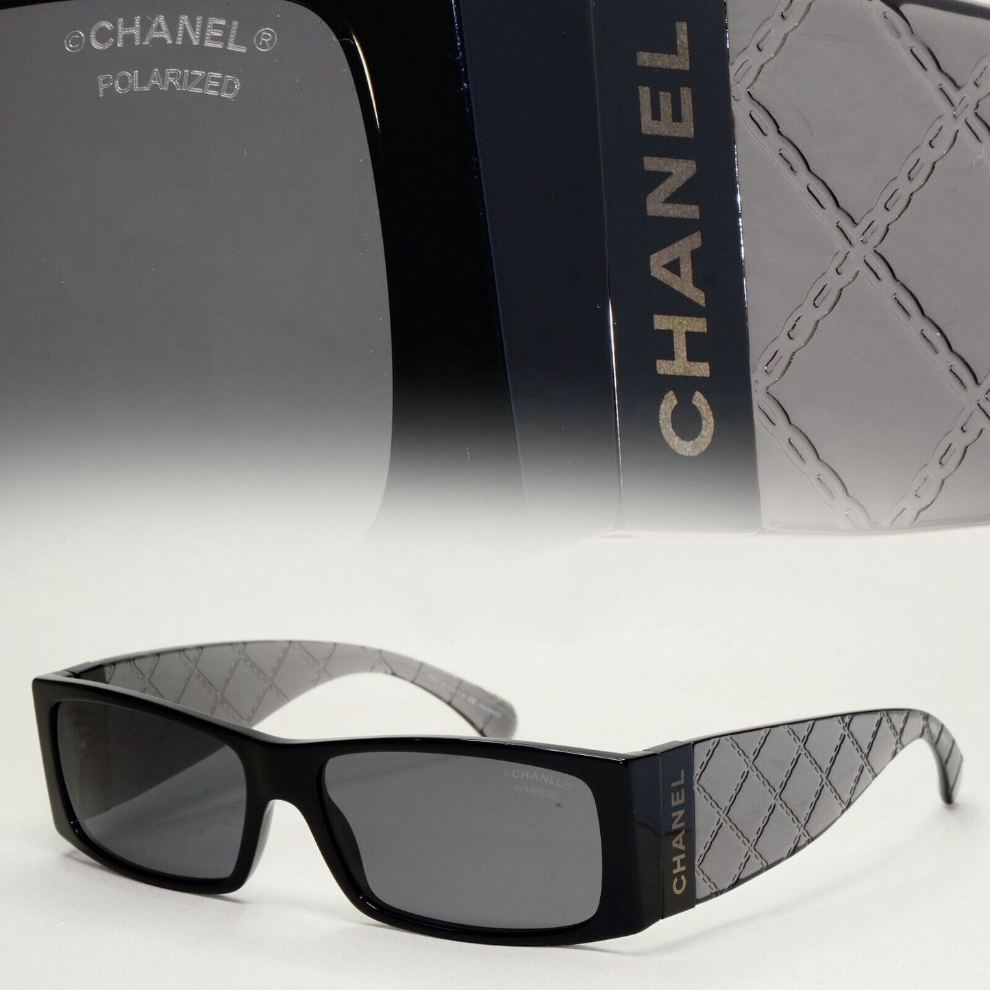 Chanel Sunglasses Polarised Black Grey Transparent Square 5425 c.501/T8 56mm