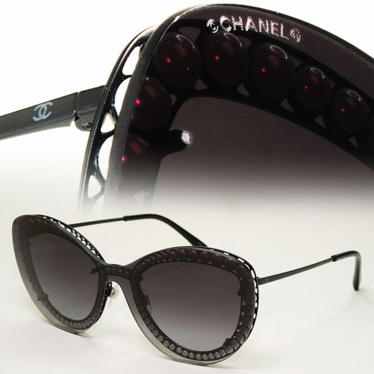 Chanel Sunglasses Pearl Black Grey Gradient Smoke Shield Visor 4236-H c.101/S6