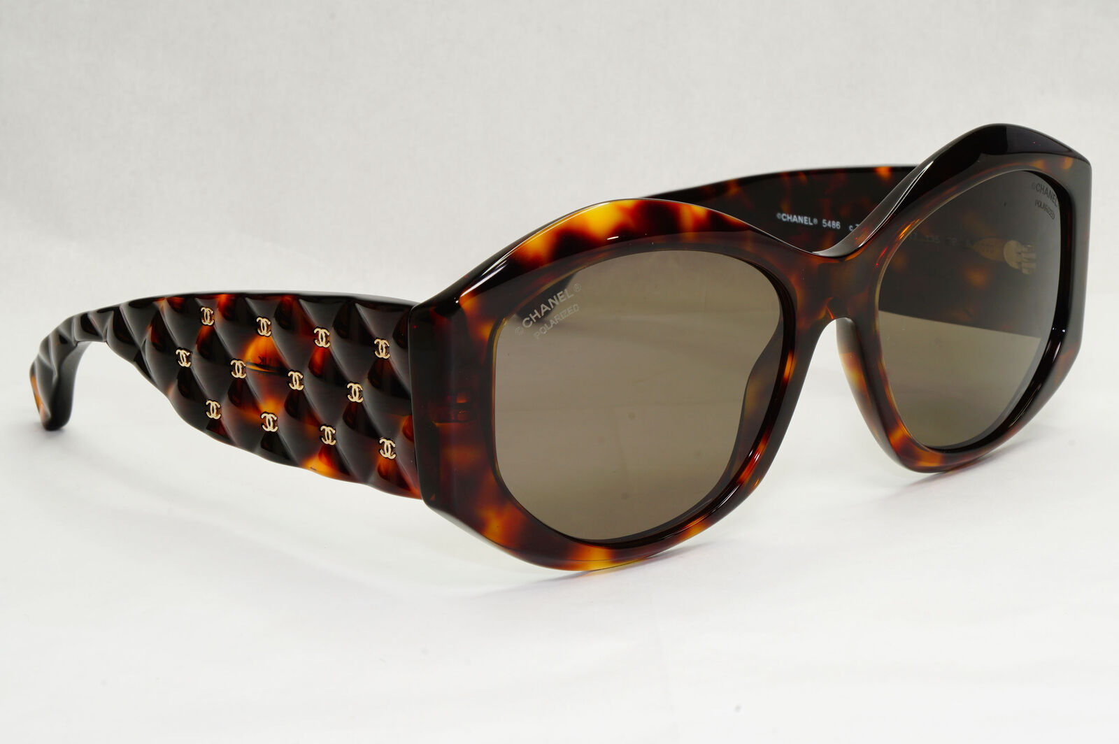 Chanel Sunglasses Polarized Brown Tortoise Square Quilted 5486 c.714/83 060324