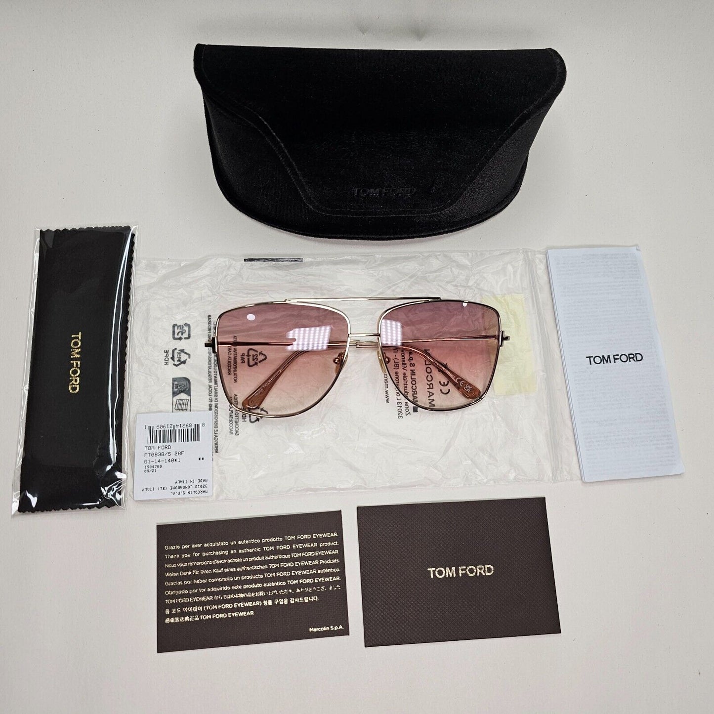 Tom Ford Sunglasses Reggie Rose Gold Brown Gradient Square FT0838 TF 838 28F