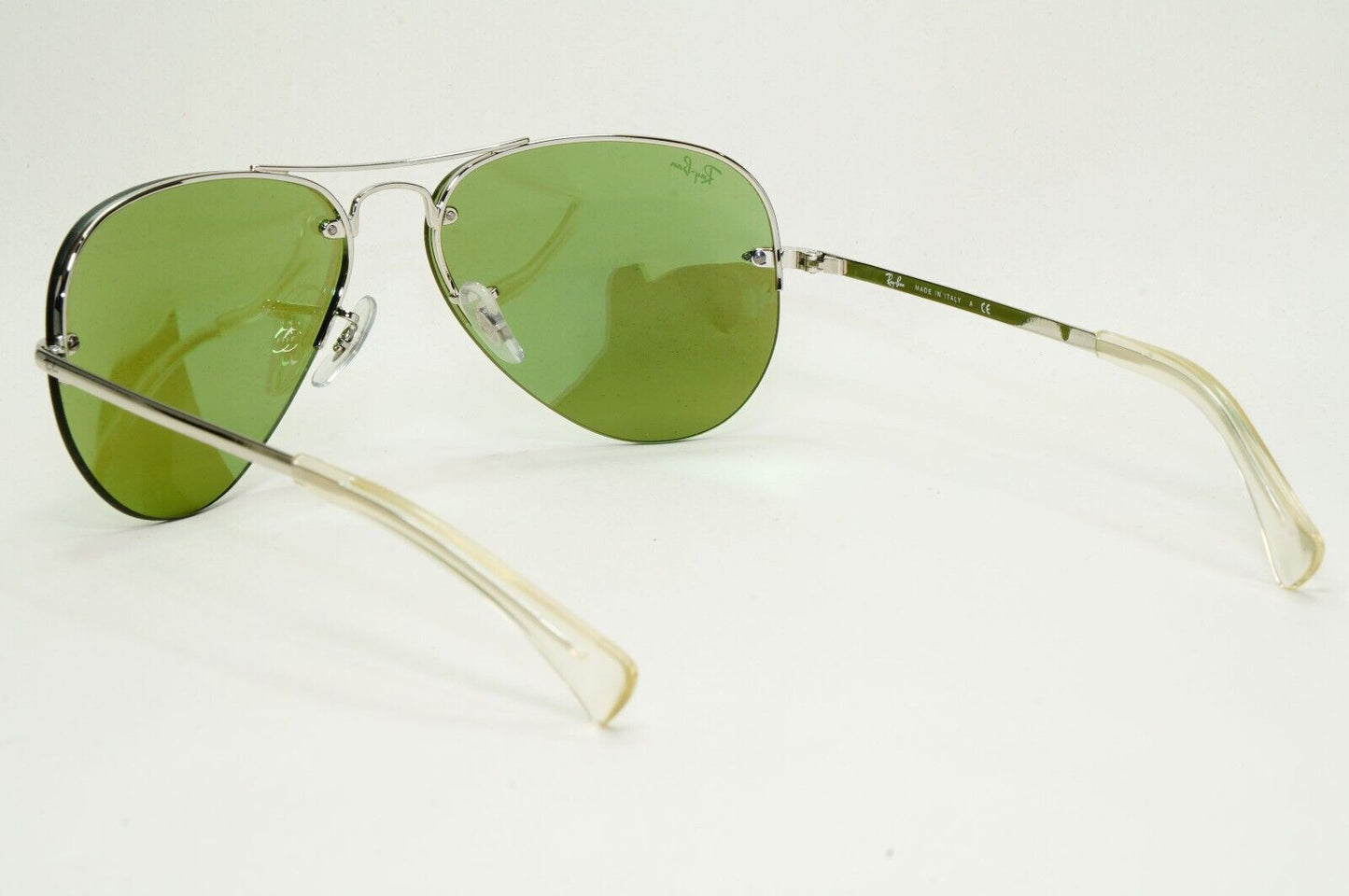 Ray-Ban Sunglasses Rimless Aviator Green Flash Mirror RB 3449 9043/30 59mm