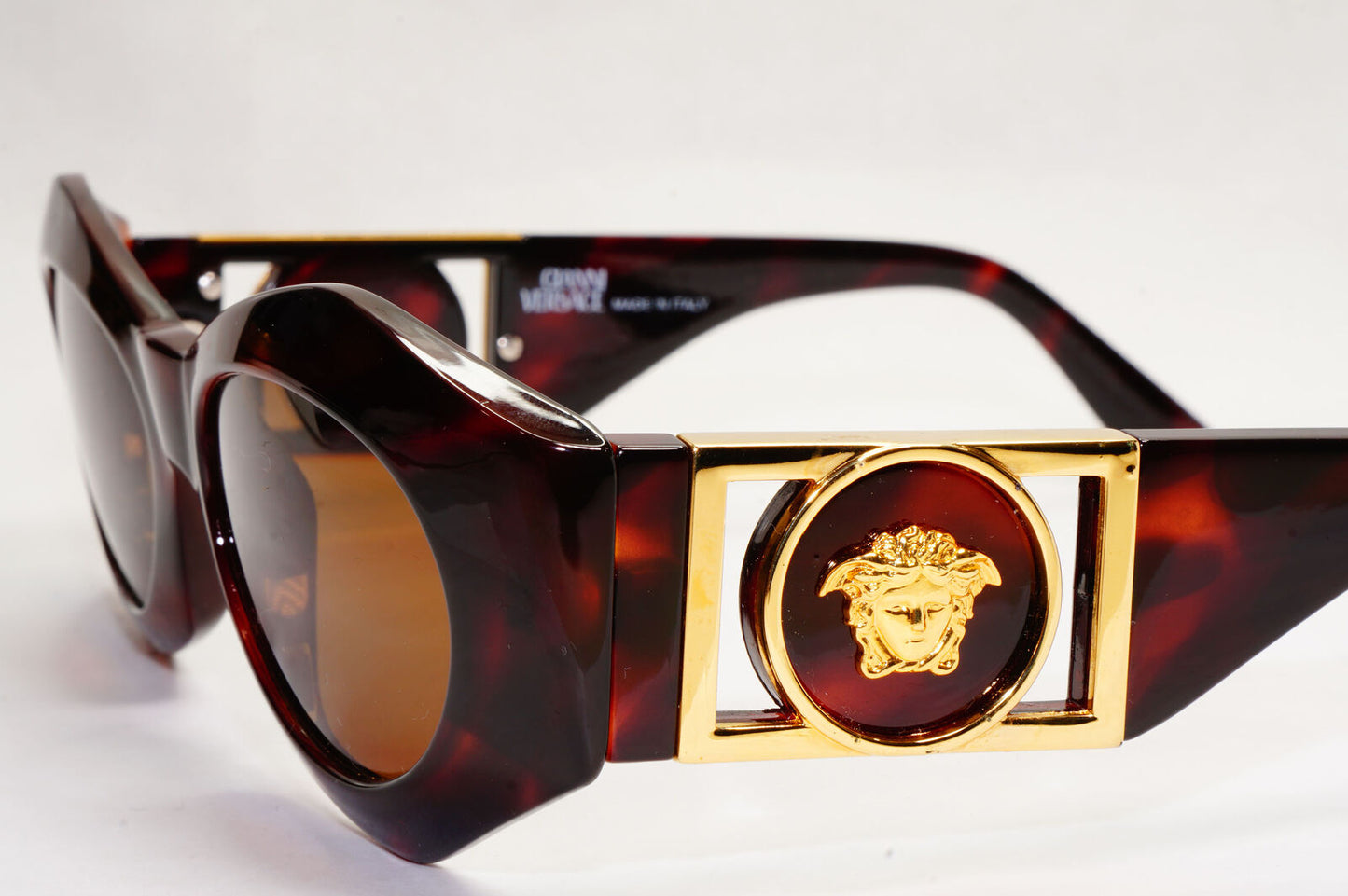 Gianni Versace Sunglasses 1996 Vintage Gold Brown Biggie MOD 422B COL 900 130124