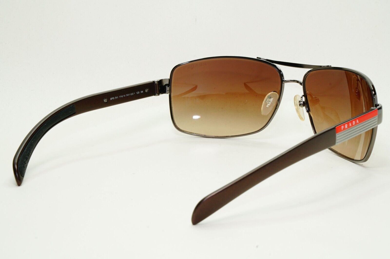 Prada Sunglasses Gunmetal Brown Wrap Navigator PS54IS SPS 54I 5AV-6S1 120824