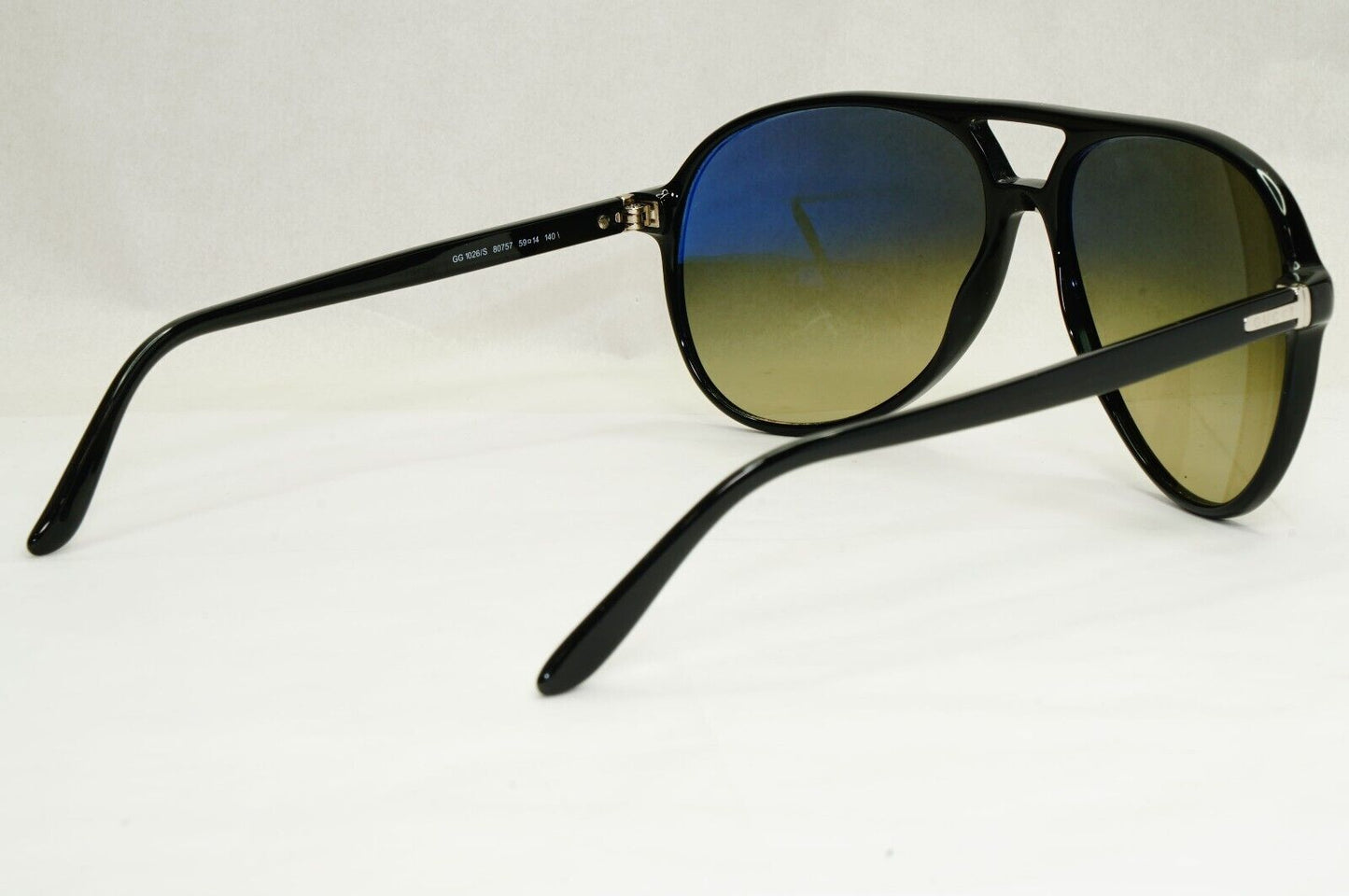 Gucci Sunglasses 2011 Vintage Black Pilot Glass Lens GG 1026/S 80757 59mm 180324