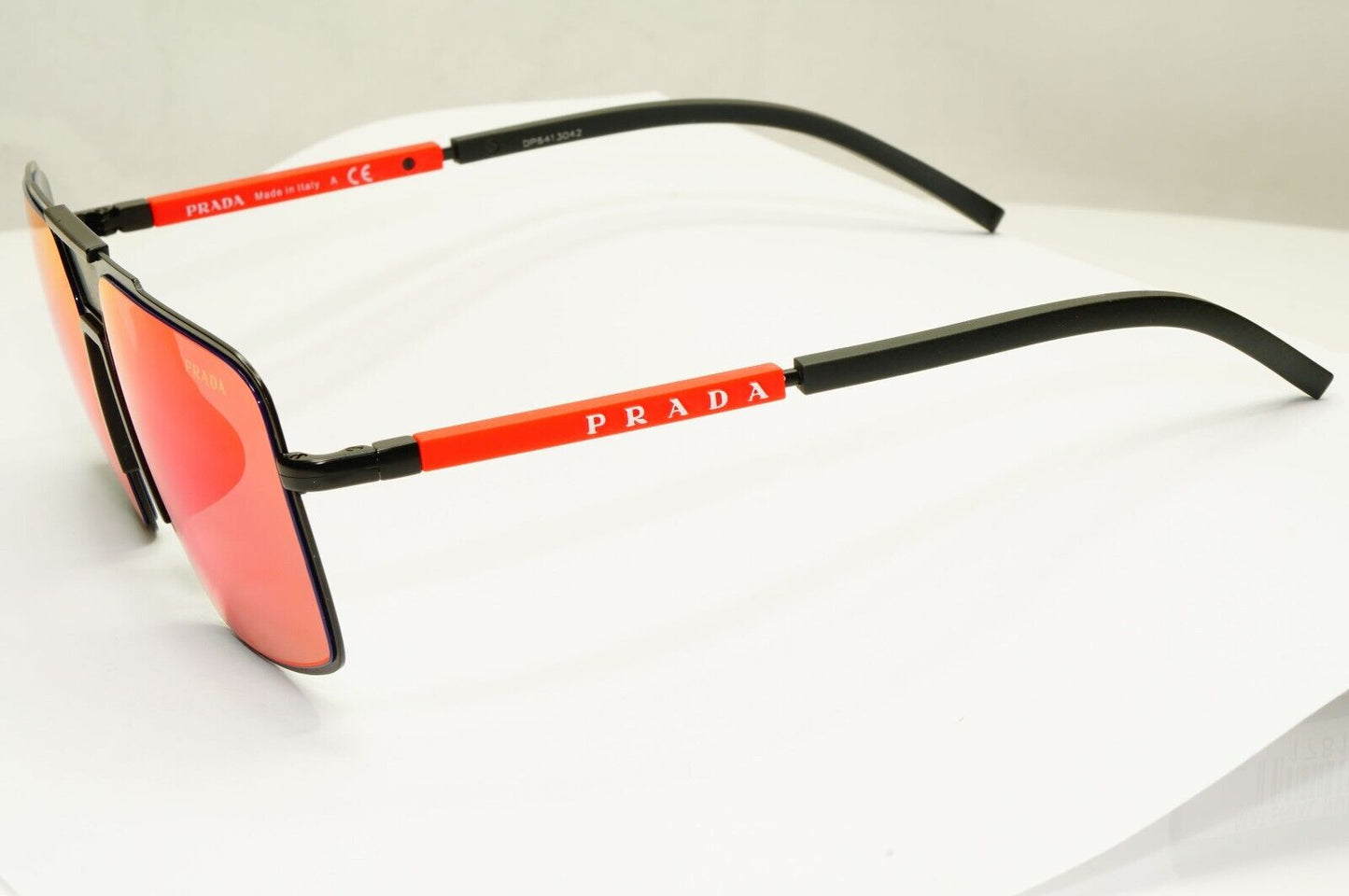 Prada Black Sunglasses Red Grey Mirror Square Chameleon Tint SPS 52X 1BO-01M [A]