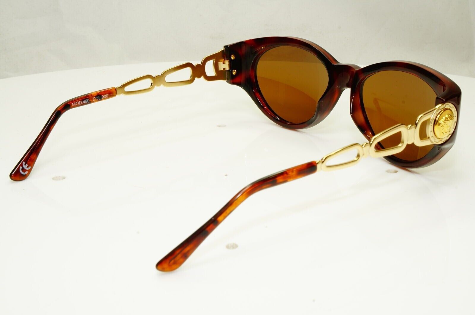 Gianni Versace Sunglasses 1996 Vintage Brown Gold Medusa Brown MOD 490 COL 900