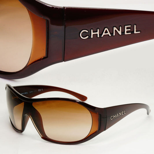 Chanel Sunglasses 2008 Vintage Shield Wrap Brown Visor 6017 c.538/13 121223