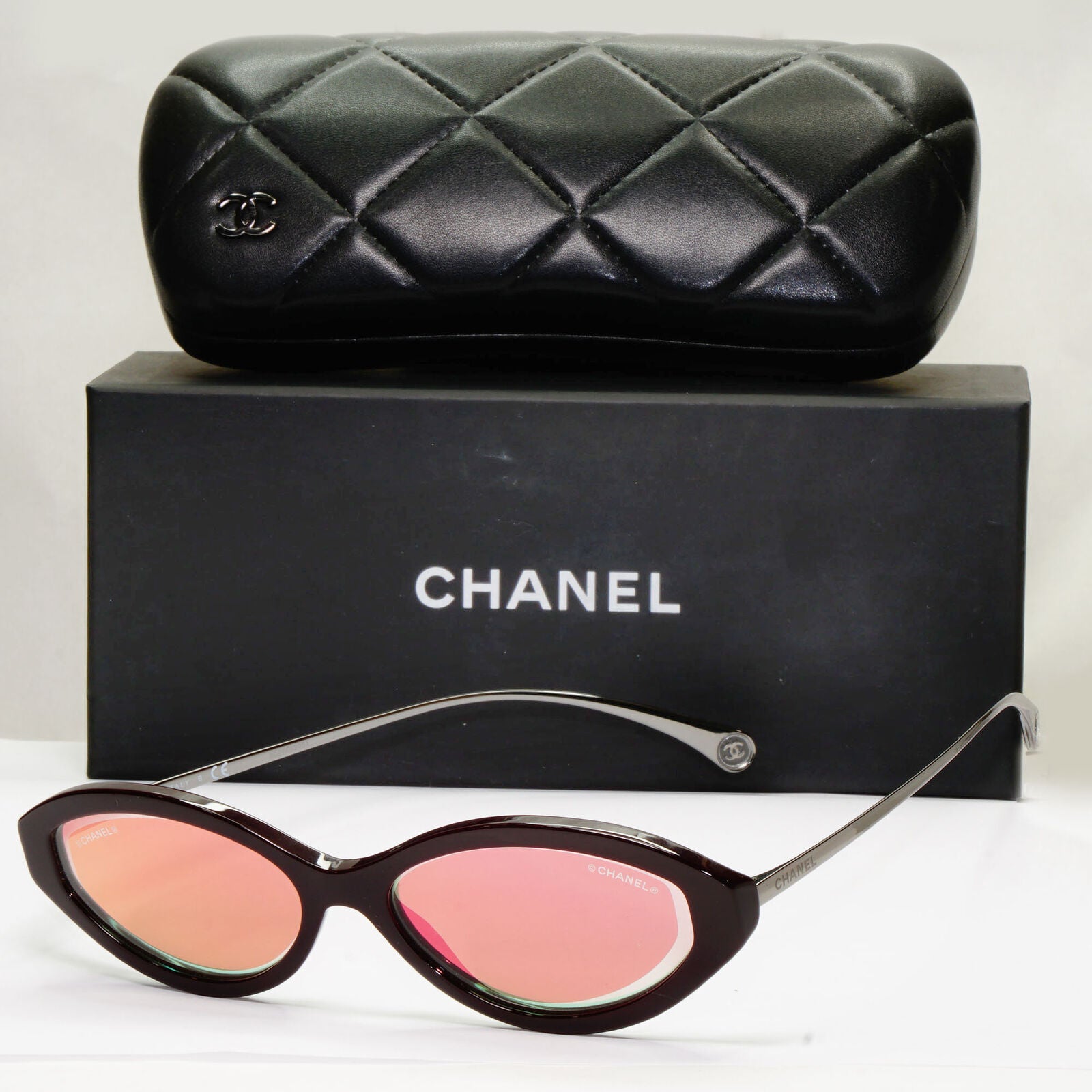 Chanel 2020 Sunglasses Burgundy Red Pink Mirror Rectangle 5424 c.1461/EB 130523