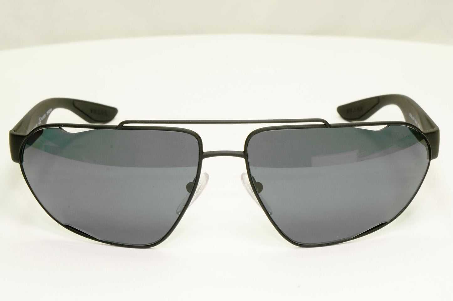 Prada Polarised Black Sunglasses Wrap Grey Pilot Mens PS56US SPS 56U DG0-5Z1