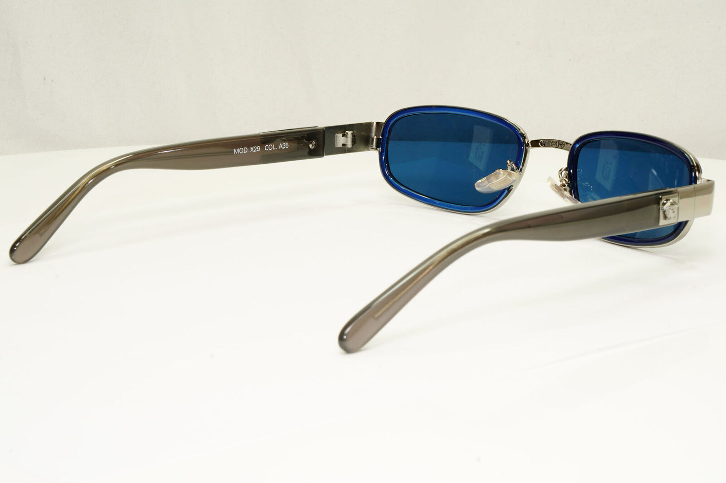 Gianni Versace 1996 Vintage Blue Silver Medusa Metal Sunglasses MOD X29 COL A35