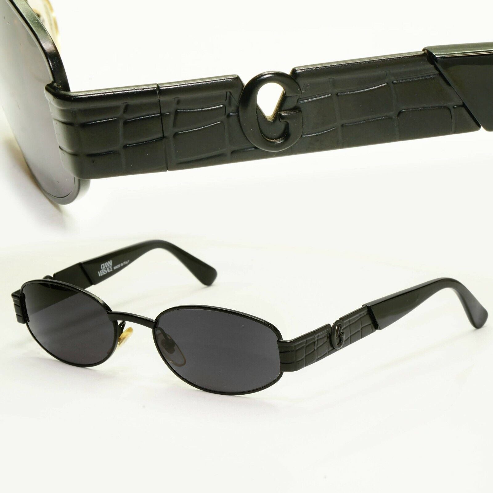 Gianni Versace 1996 Vintage Black Rectangle Metal Sunglasses MOD S20 COL 028