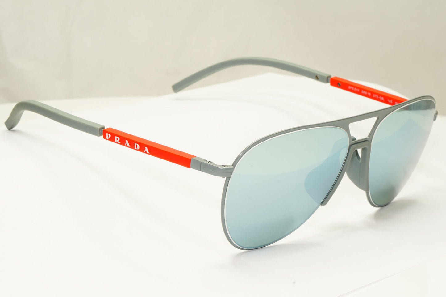 Prada Blue Mirror Sunglasses Grey Pilot Red Mens Fashion SPS 51X 07S-08L PS51XS