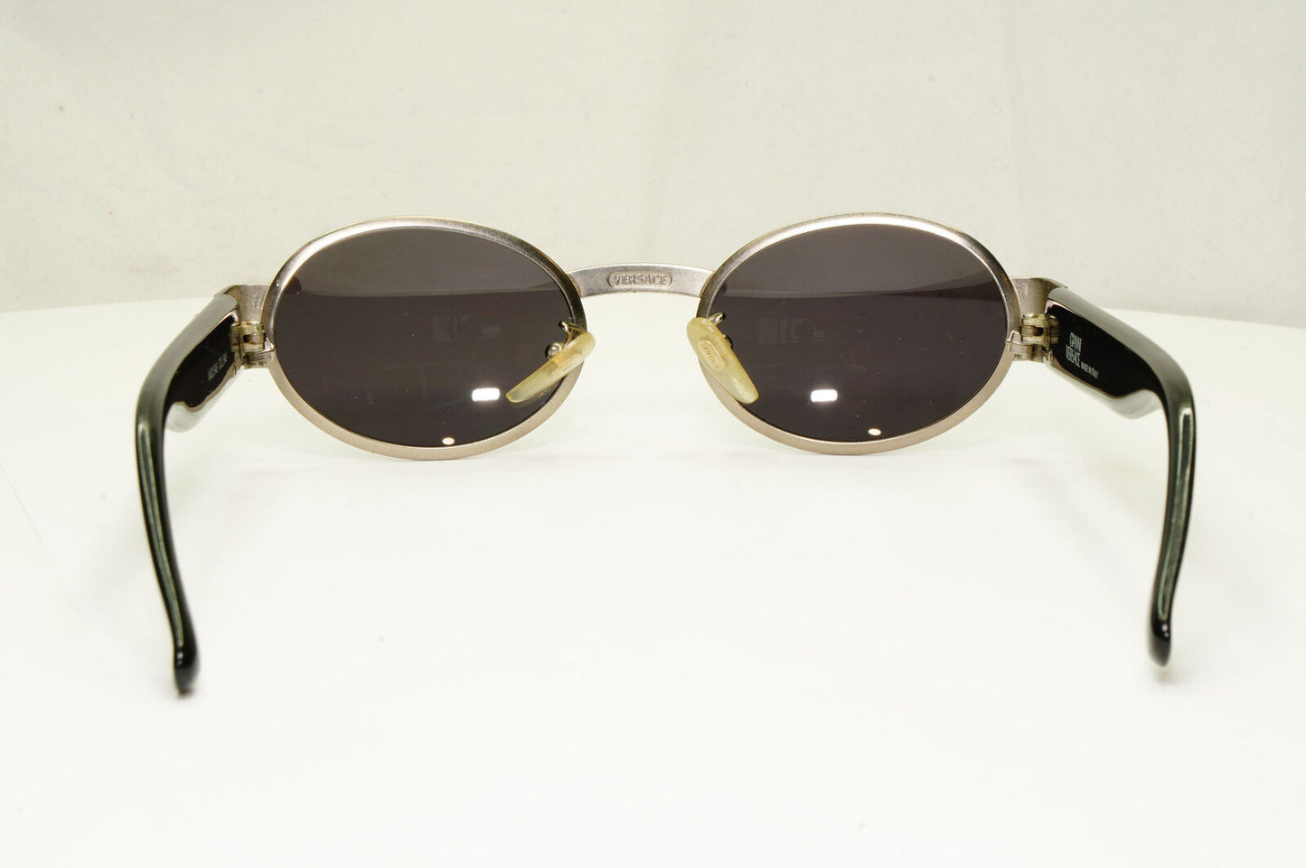 Gianni Versace 1996 Vintage Silver Black GV Metal Sunglasses MOD S48 COL 948