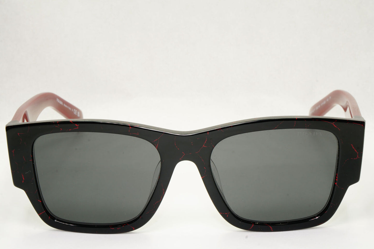 Prada Triangle Sunglasses Black Red Burgundy PR10ZS F SPR 10Z-F 11F-5S0