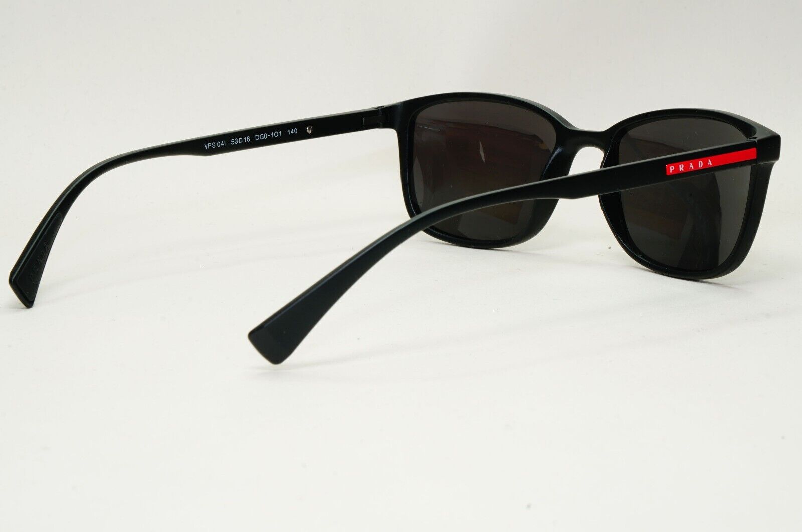 Prada Sunglasses Black Rubber Square Matte Rossa PS04IV VPS 04I DG0-1O1 53mm