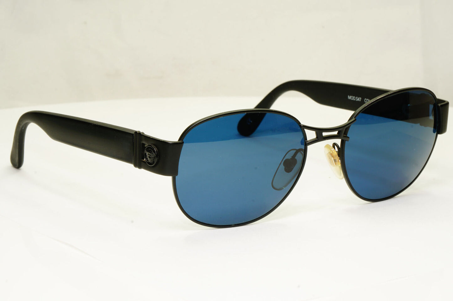 Gianni Versace 1996 Vintage Mens Black Blue Metal Sunglasses MOD S47 COL 028