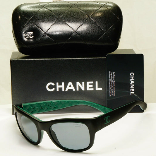 Chanel Sunglasses Polarized Black Grey Square Womens Fashion 6049 1481/Z7 25645