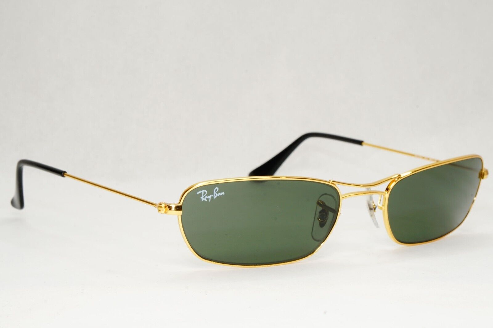 Ray-Ban Sunglasses Year 2009 Slim Sleek Rectangle Gold Green RB 3381 001 56mm