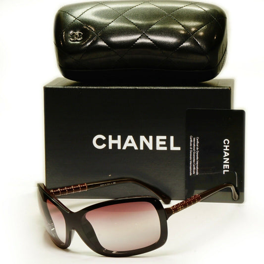 Chanel Burgundy Brown Shield Sunglasses Gold Visor Mask Wrap 6036 638/43 25647