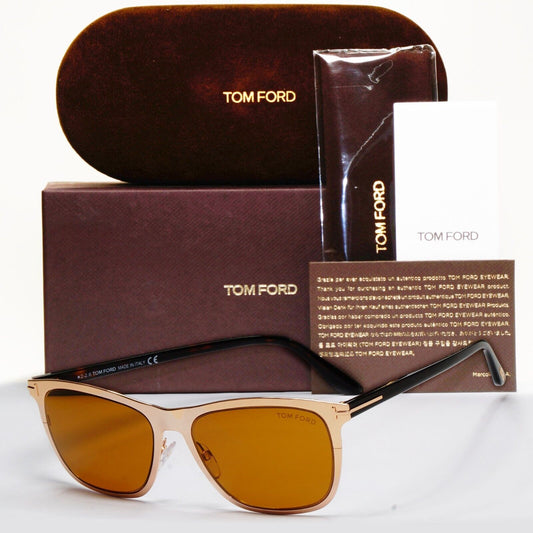 Tom Ford Sunglasses Alasdhair Gold Brown Metal Square FT0526 TF 526 28E 55mm