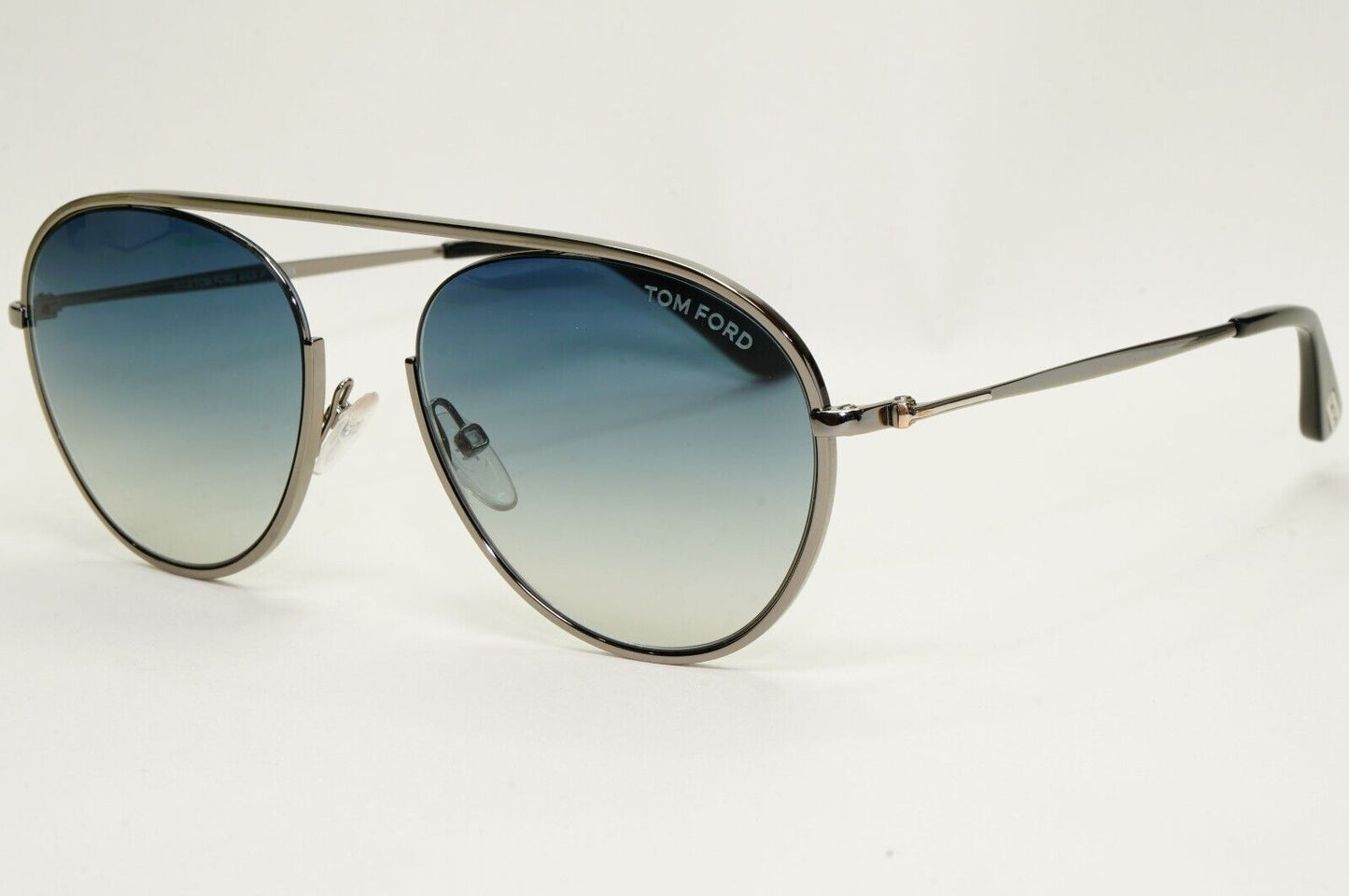 Tom Ford Sunglasses Keith-02 Shiny Gunmetal Blue Pilot FT0599 TF 599 08W 55mm