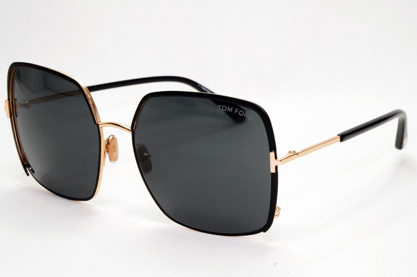 Tom Ford Sunglasses Raphaela Black Gold Grey Metal Square FT1006 TF 1006 02A