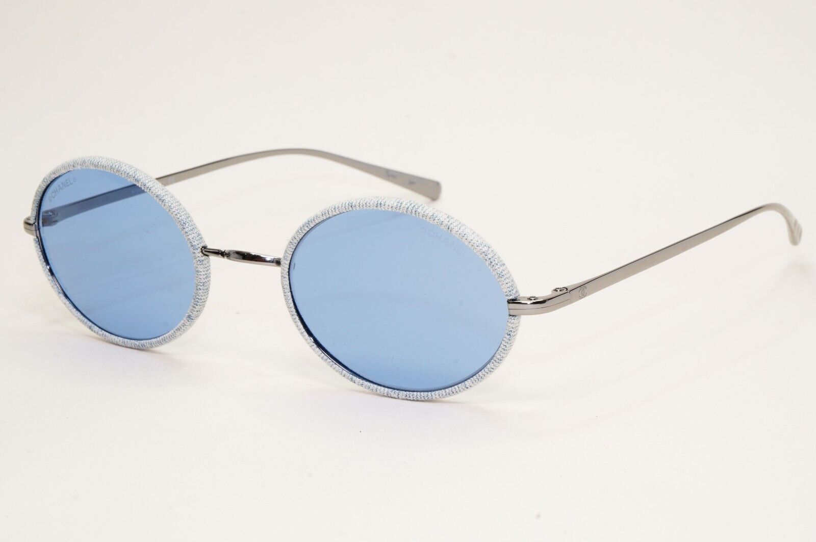 Chanel Sunglasses Denim Oval Silver Blue Metal 4248-J c.108/72 50mm