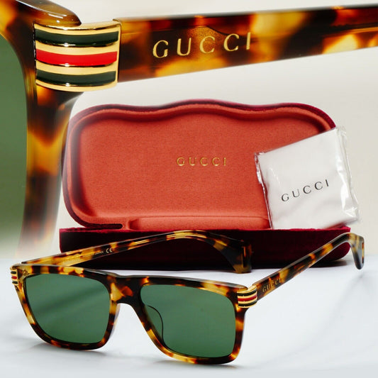 Gucci Sunglasses 2019 Brown Tortoiseshell Green Square GG 0527O 003 54mm 270924