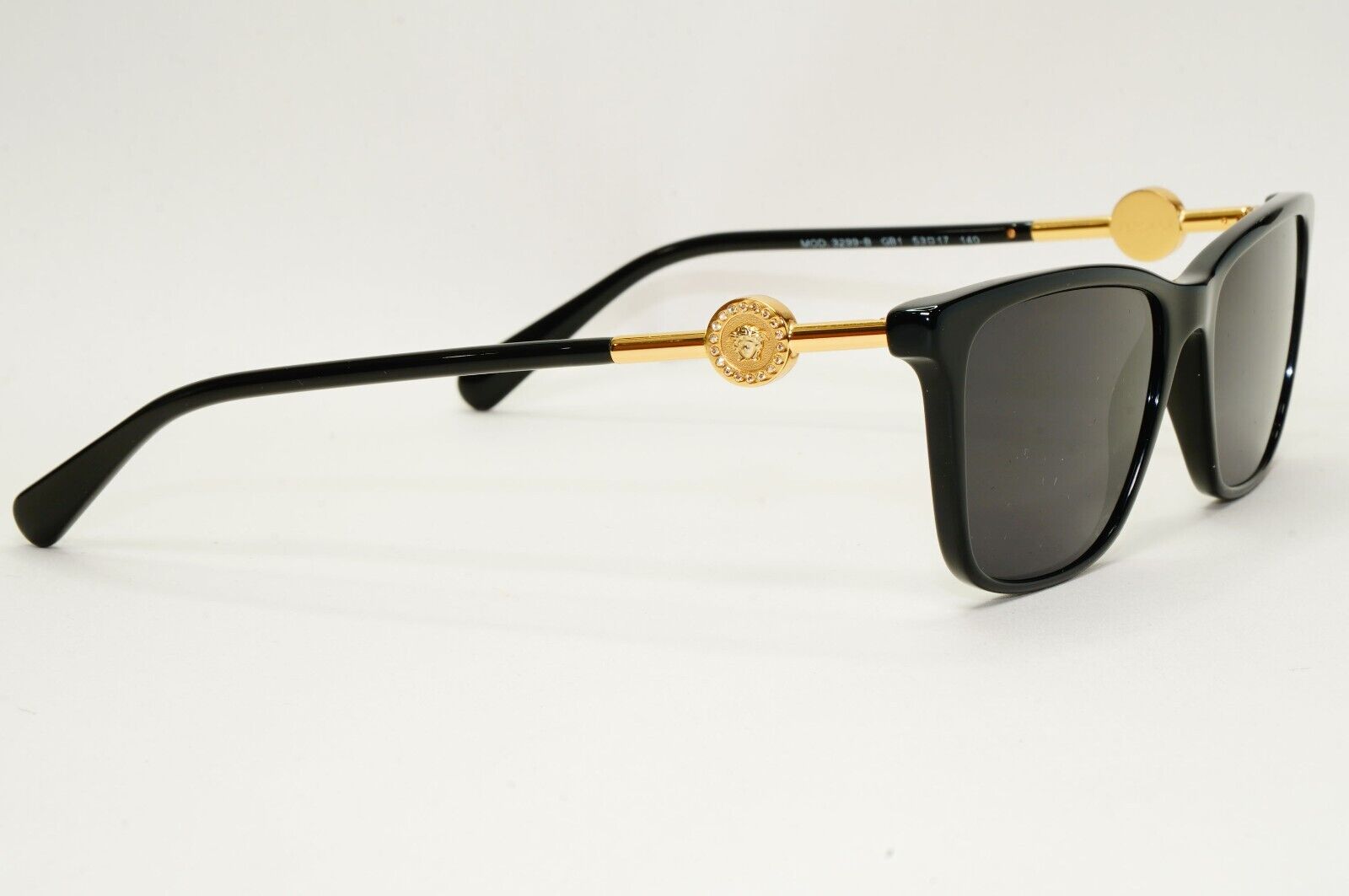 Versace Sunglasses Black Gold Medusa Square Glossy MOD VE 3299-B GB1 53mm