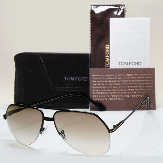 Tom Ford Sunglasses Wilder-02 Black Brown Grey Pilot Large FT0644 TF 644 01A