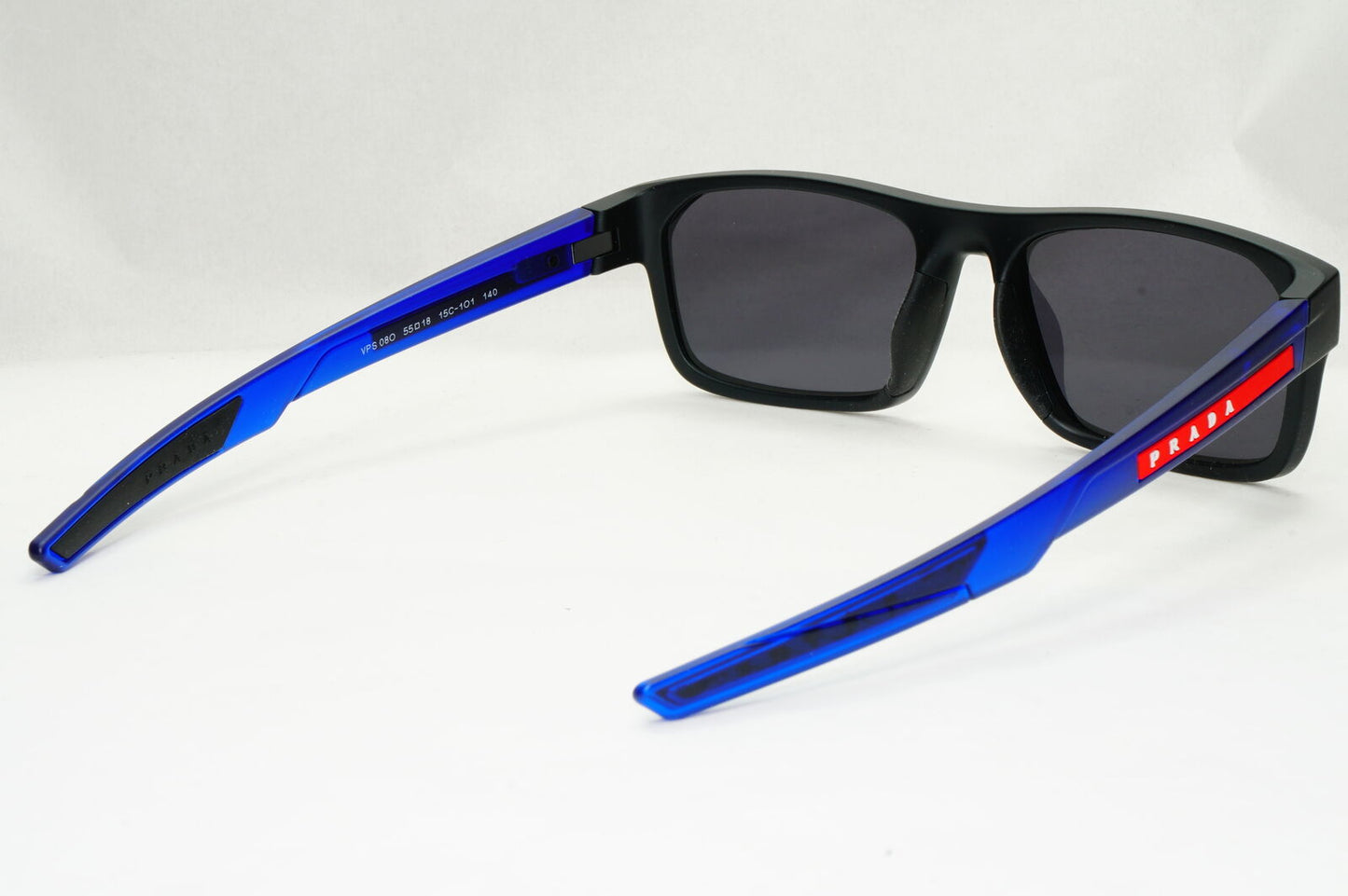 Prada Sunglasses Black Blue Square Rectangle PS08OV VPS 08O 15C-1O1 55mm 080623