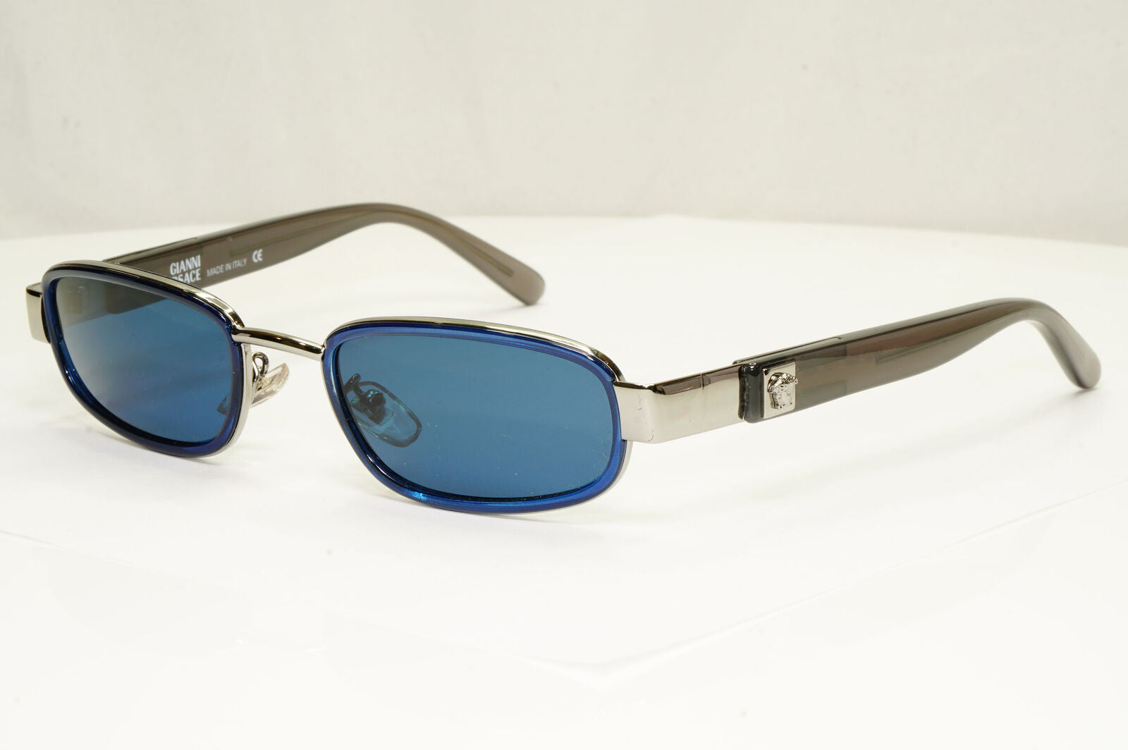 Gianni Versace 1996 Vintage Blue Silver Medusa Metal Sunglasses MOD X29 COL A35