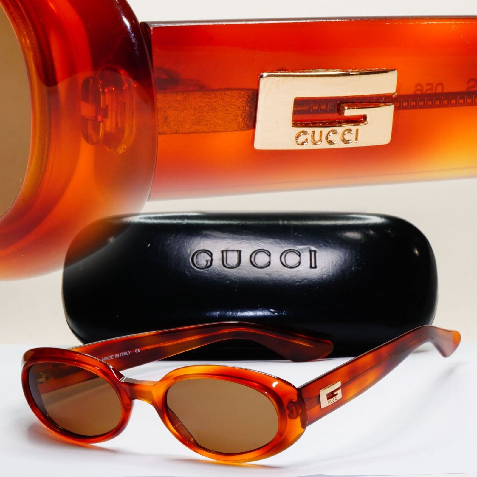 Gucci Sunglasses 1997 Vintage Oval Brown Transparent GG 2419/N/S 056 51mm 011124