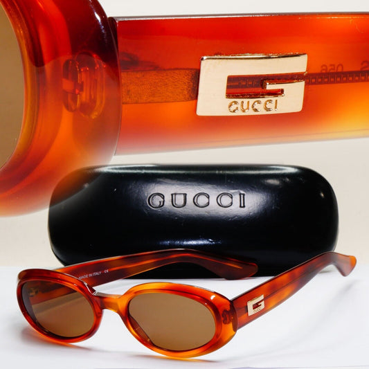 Gucci Sunglasses 1997 Vintage Oval Brown Transparent GG 2419/N/S 056 51mm 011124