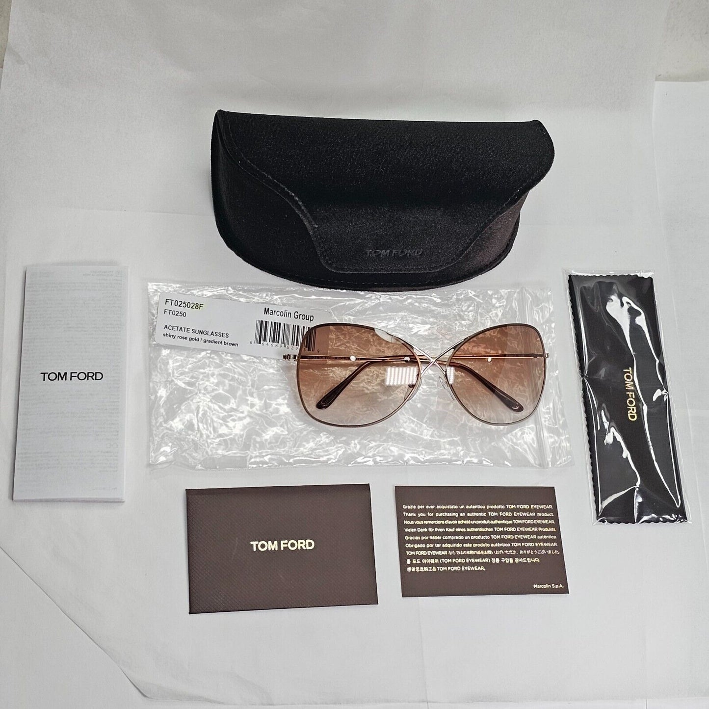 Tom Ford Sunglasses Colette Gold Brown Gradient FT0250 TF 250 28F 63mm [A]