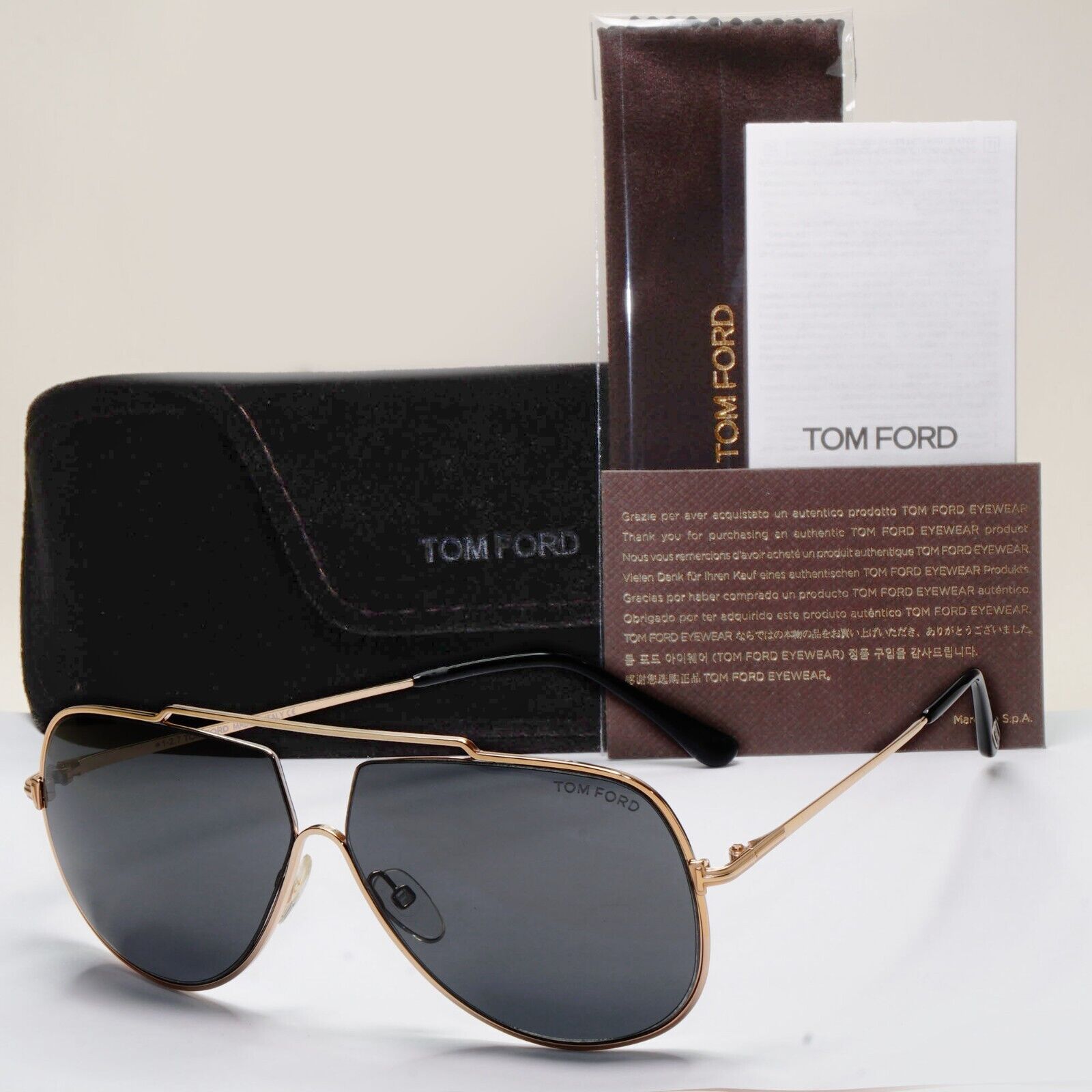 Tom Ford Sunglasses Chase-02 Gold Black Pilot Navigator FT0586 TF 586 28A 61mm