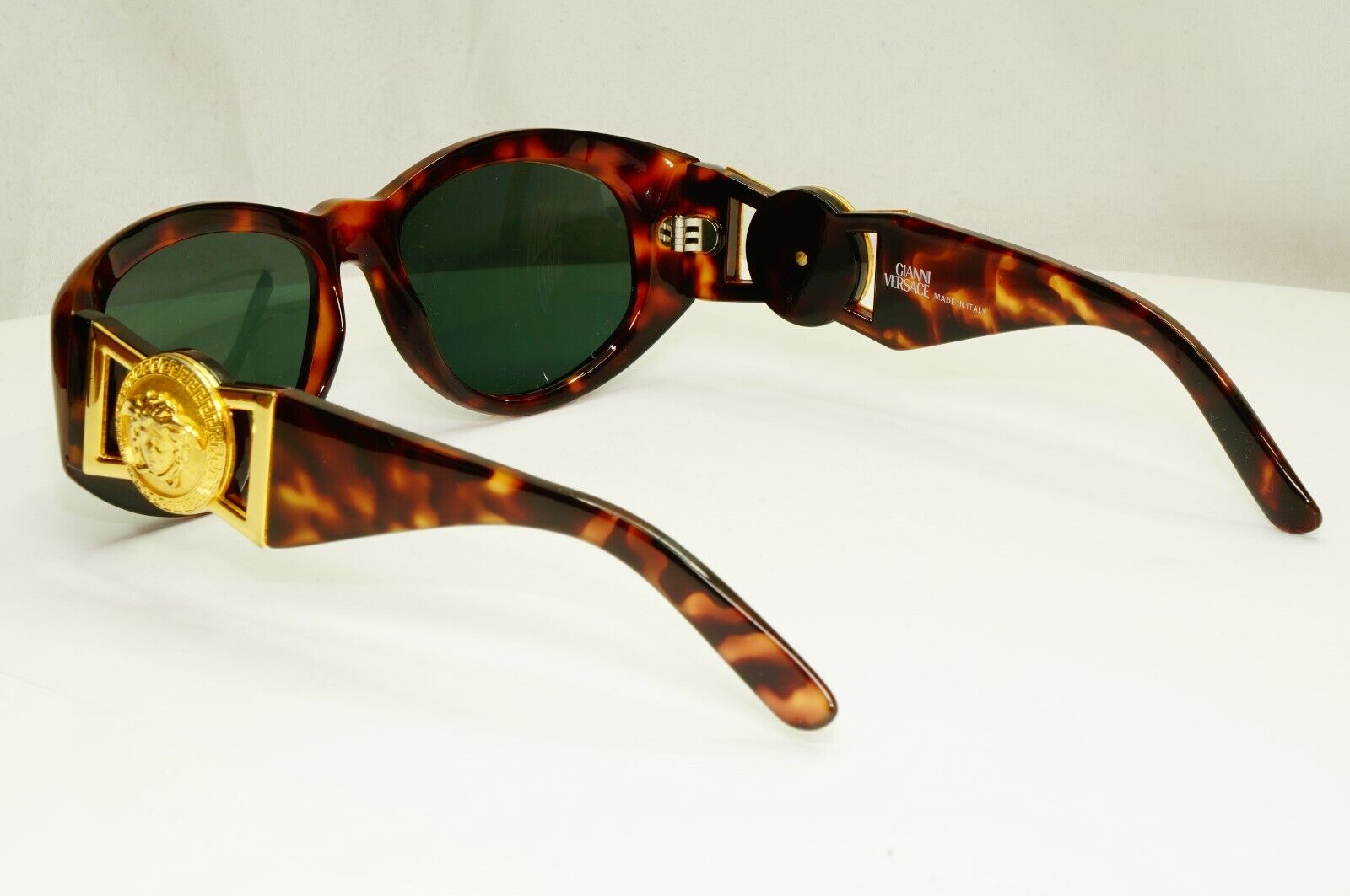 Gianni Versace Sunglasses 1996 Vintage Brown Gold Medusa 424 869 Biggie Smalls