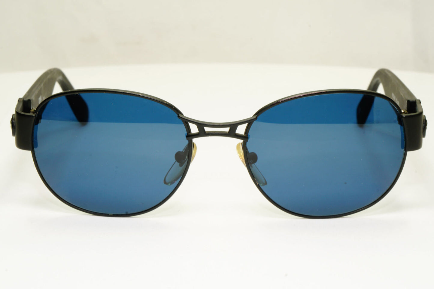 Gianni Versace 1996 Vintage Mens Black Blue Metal Sunglasses MOD S47 COL 028