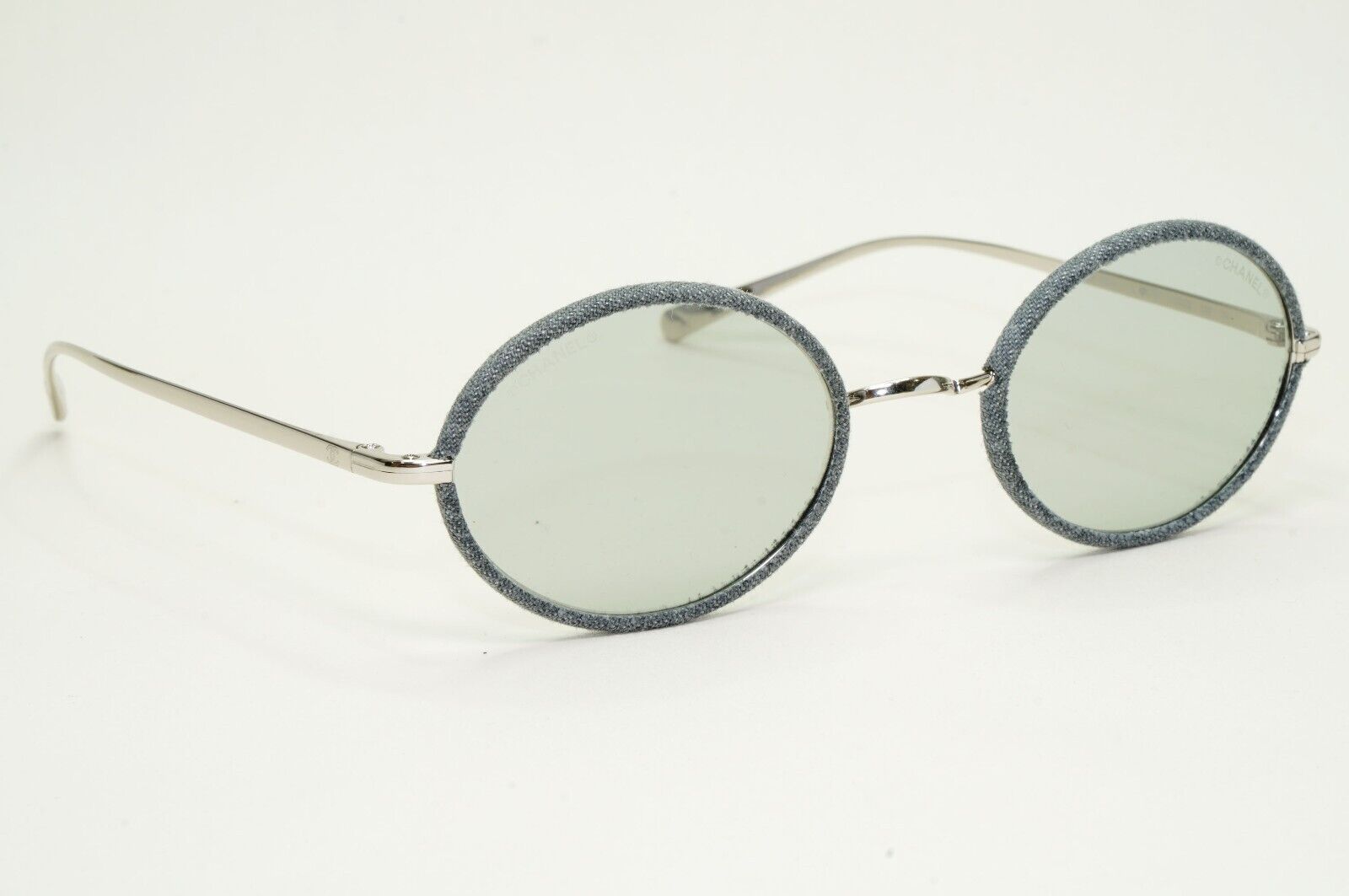 Chanel Sunglasses Denim Oval Light Grey Silver Metal 4248-J c.285/87 50mm