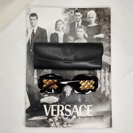 Gianni Versace Sunglasses 1996 Vintage Brown Gold MOD 420/D 900 Biggie 111223