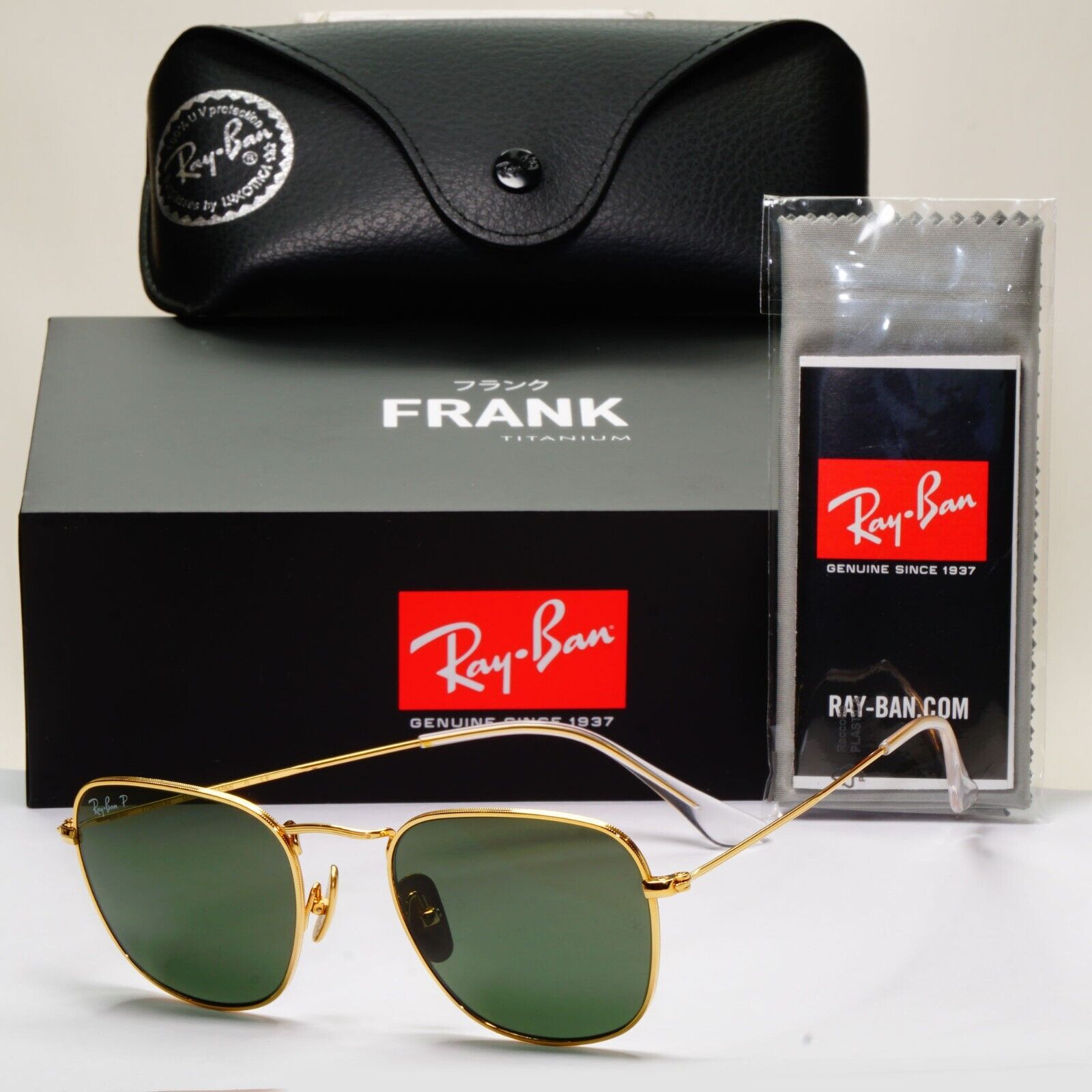 Ray-Ban Sunglasses Frank Titanium Polarized Gold Green RB 8157 9216/58 51mm