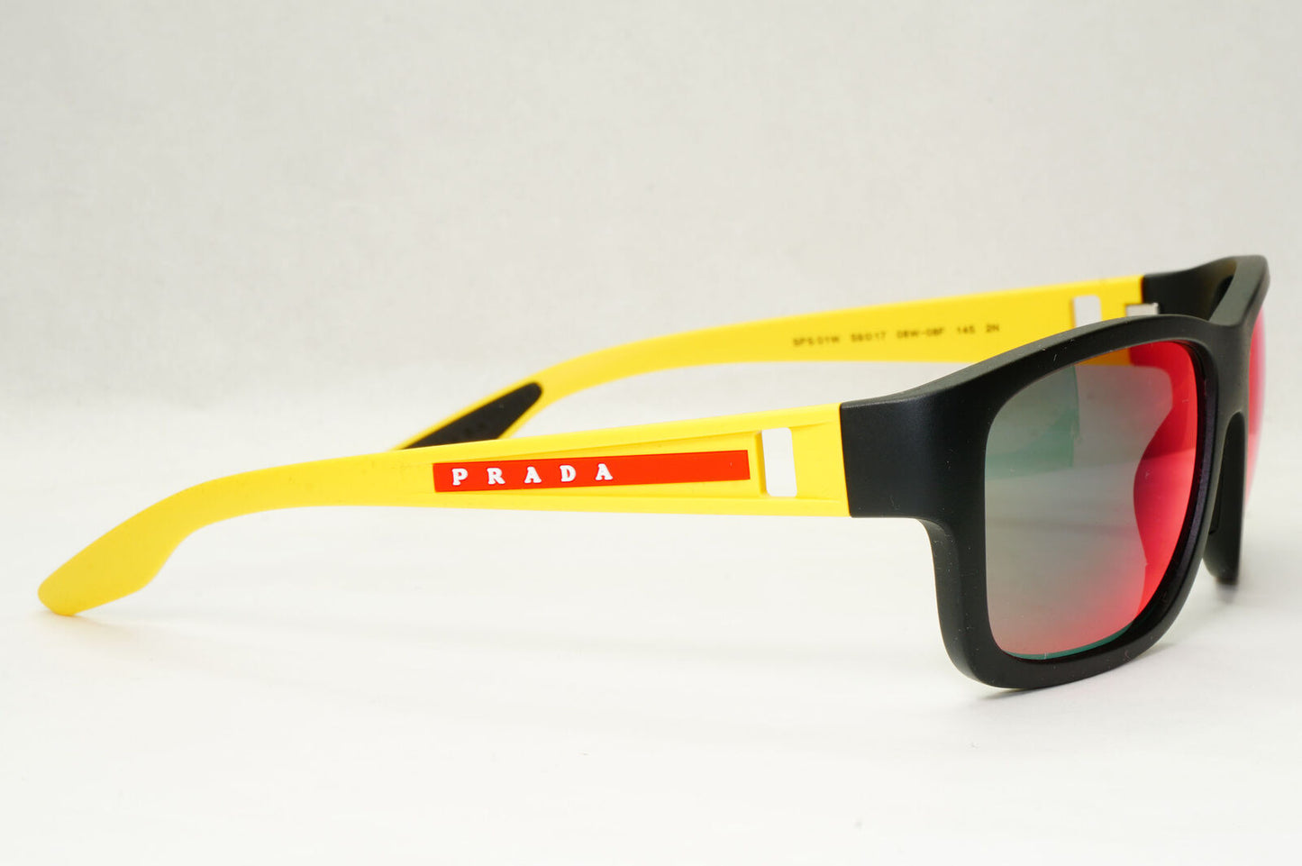 Prada Sunglasses Black Yellow Blue Red Mirror Square PS01WS SPS 01W 08W-08F 59mm